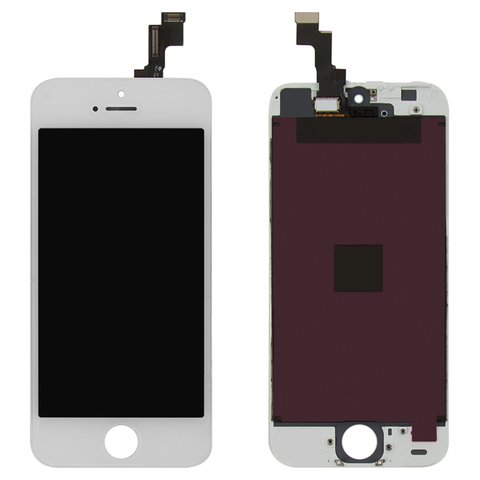 Дисплей для Apple iPhone 5S, iPhone SE, білий, з рамкою, Оригінал переклеєне скло 
