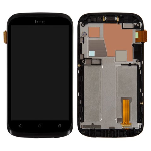 Дисплей для HTC T328w Desire V, чорний, з рамкою