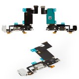 Шлейф для iPhone 6S Plus, коннектора наушников, коннектора зарядки, белый, с микрофоном, с компонентами