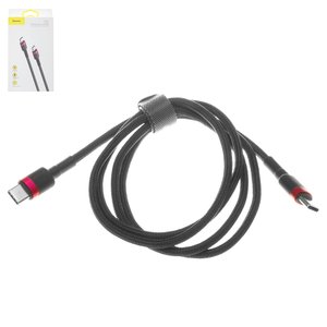 USB кабель Baseus Cafule, 2xUSB тип C, 100 см, 60 Вт, 3 A, черный, красный, в нейлоновой оплетке, #CATKLF G91
