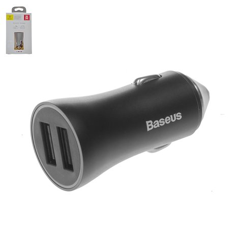 Автомобильное зарядное устройство Baseus BSC C6, 12 В, 2 USB выхода 5В 2,4А , черное, 12 Вт, #CCALL DZ01