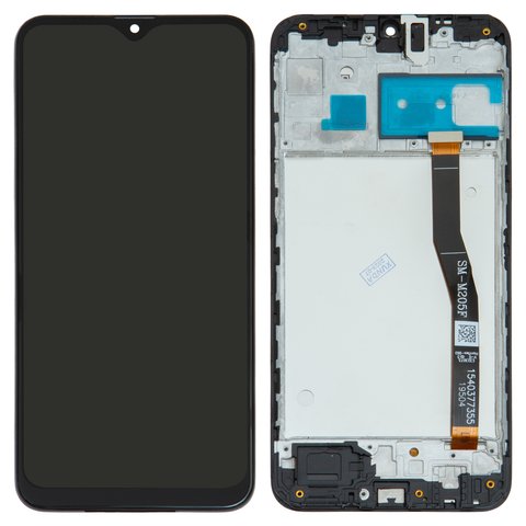 Дисплей для Samsung M205 Galaxy M20, чорний, з рамкою, Оригінал переклеєне скло 