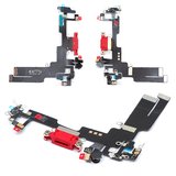 Шлейф для iPhone 14, конектора зарядки, червоний, з мікрофоном, з компонентами, High Copy