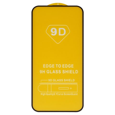 Защитное стекло для Apple iPhone 15 Pro Max, совместимо с чехлом, Full Glue, без упаковки , черный, cлой клея нанесен по всей поверхности