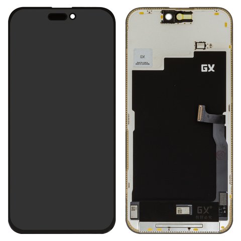Дисплей для iPhone 15 Pro Max, черный, с рамкой, High Copy, без микросхемы, OLED , GX OEM hard