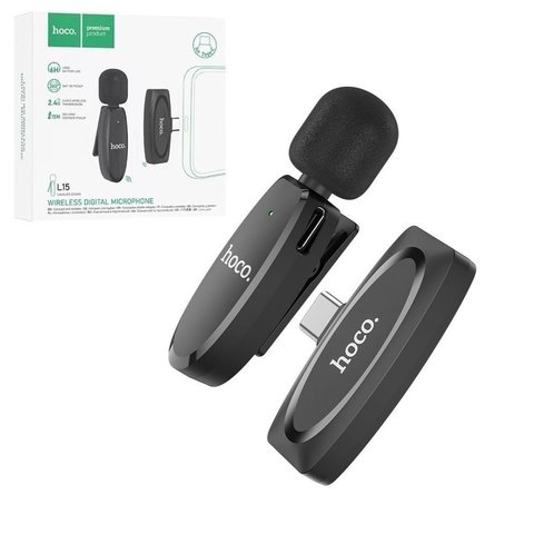 Мікрофон петличний Hoco L15, безпровідний, з кліпсою, USB тип C, #6931474789037
