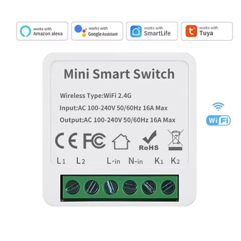 Умный переключатель Tuya Smart Mini Switch, с WiFi, 16A