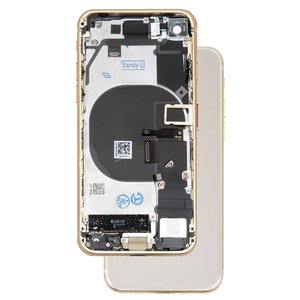 Housing compatible with iPhone 8, golden, with flat cable, full set 