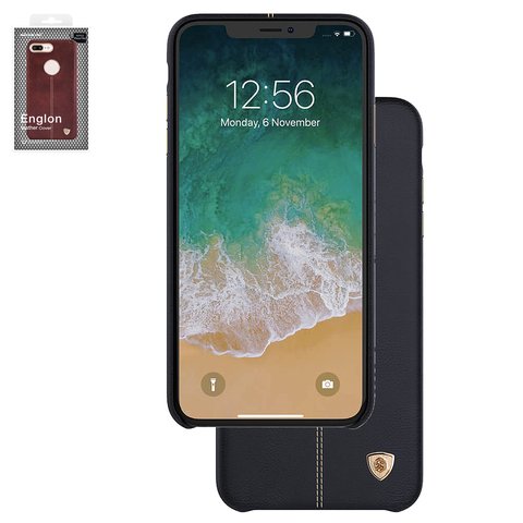 Case Nillkin Englon Leather Cover compatible with iPhone XR, black, with logo hole, PU leather, plastic  #6902048162976