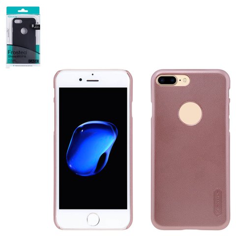 Funda Nillkin Super Frosted Shield puede usarse con iPhone 7 Plus, rosado, mate, con orificio para logotipo, plástico, #6902048127715
