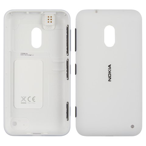 Housing Back Cover compatible with Nokia 620 Lumia, white, with side button 