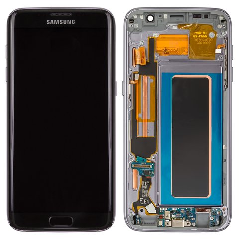 LCD compatible with Samsung G935 Galaxy S7 EDGE, black, with frame, Original PRC , original glass 