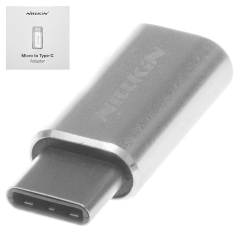 Adaptador Nillkin, USB tipo C, micro USB tipo B, plateado