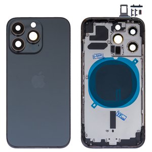 Housing compatible with iPhone 13 Pro, gray, with SIM card holders, with side buttons, graphite 