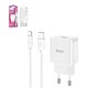 Mains Charger Hoco C106A, (white, with USB cable Type-C, 1 output) #6931474783912