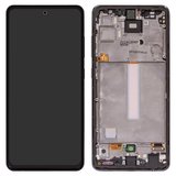 Pantalla LCD puede usarse con Samsung A528 Galaxy A52s 5G, negro, con marco, Original (PRC)