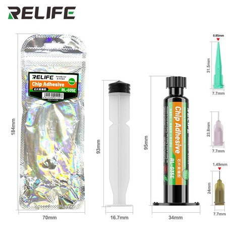 Adhesivo RELIFE RL 035E, negro, UV, 10 ml, compound