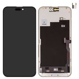 LCD compatible with iPhone 15 Pro Max, (black, with frame, HC, without IC, (AMOLED), GX OEM soft, 120Hz)