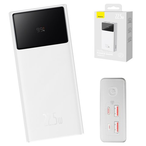 Power bank Baseus Star Lord Digital, 30000 мАг, з USB кабелем тип C, білий, Fast Charge, 22,5 Вт, #PPXJ060102