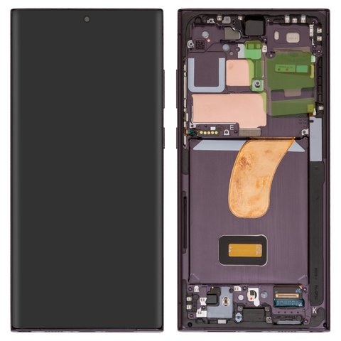 LCD compatible with Samsung S918 Galaxy S23 Ultra, black, with frame, Original PRC  
