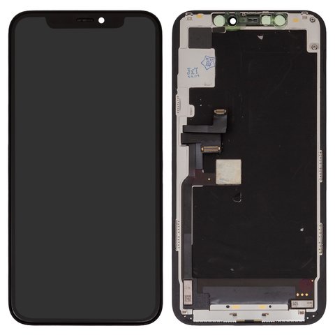 LCD compatible with iPhone 11 Pro, black, with frame, change glass, with camera and proximity sensor plastics 