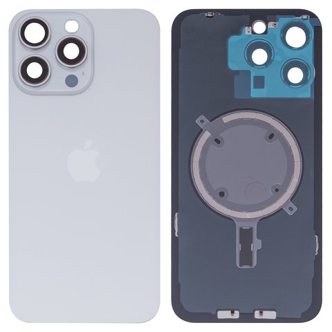 Housing Back Cover compatible with iPhone 15 Pro Max, white, with camera lens, PRC
