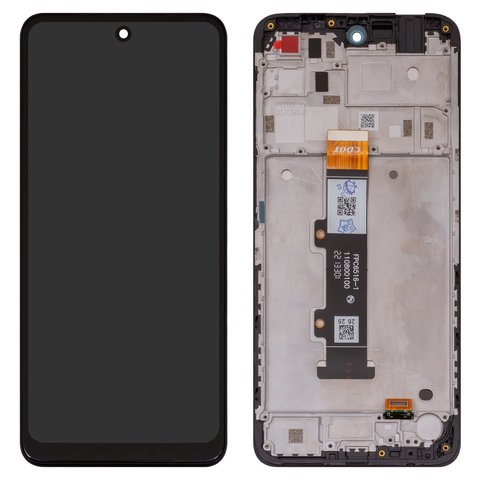 LCD compatible with Motorola Moto E32s, black, with frame, High Copy