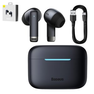 Auricular Baseus Bowie E9, inalámbrica, de vacío, negra, con funda de carga, con cable USB Tipo C, #NGTW120001