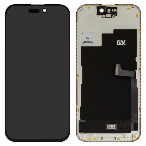 Pantalla LCD puede usarse con iPhone 15 Pro, negro, con marco, OLED , GX OEM hard