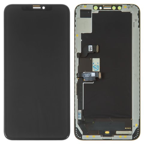 Дисплей  iPhone XS Max, чорний, із сенсорним екраном, з рамкою, OLED , оригінал переклеєне скло 