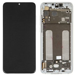 Дисплей для Xiaomi Mi 9 Lite, Mi CC9, сріблястий, з рамкою, Оригінал переклеєне скло , M1904F3BG