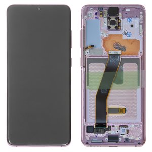 Дисплей для Samsung G980 Galaxy S20, G981 Galaxy S20 5G, розовый, с рамкой, Original, сервисная упаковка, cloud pink, #GH82 22131C GH82 22123C
