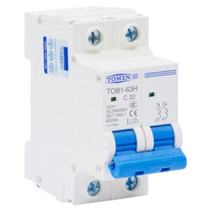 Автоматический выключатель переменного тока TOMZN TOB1 63H C32, 2P, 230 400В, 32A