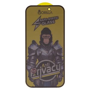 Захисне скло для Apple iPhone 14 Pro, iPhone 15, iPhone 16, сумісне з чохлом, Full Glue, Anti Static, Anti Peeping, чорний, gorilla