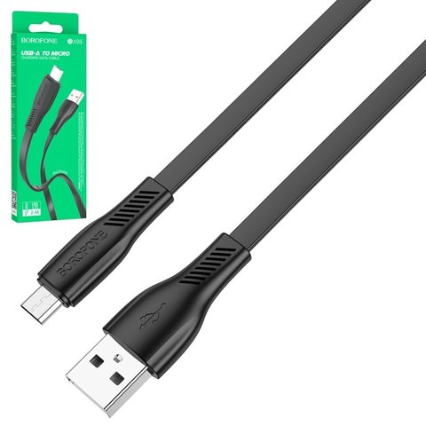 USB кабель Borofone BX85, USB тип A, micro USB тип B, 100 см, 2,4 А, черный, #6974443387094