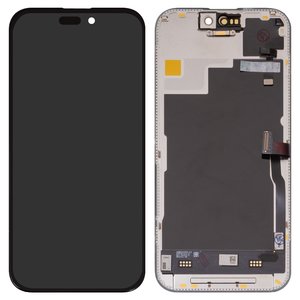 Дисплей для iPhone 15 Pro, черный, с рамкой, HC, без ошибки, OLED , DD OLED OEM soft, 120Hz, diagnosable