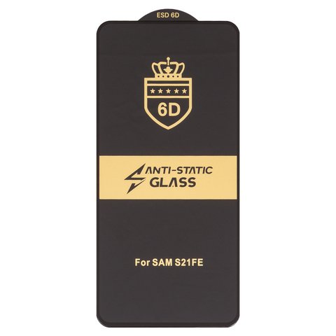 Защитное стекло ESD 6D для Samsung G990B Galaxy S21 FE 5G, совместимо с чехлом, Full Glue, Anti Static, без упаковки , черный